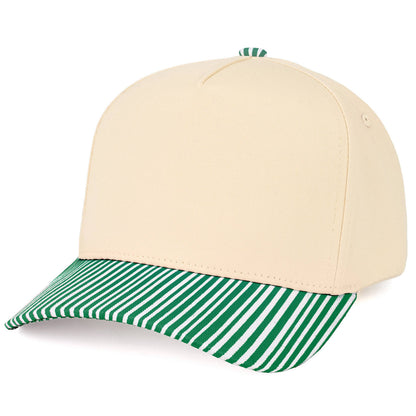 C.C Striped Pattern on Bill Plain Two Tone Trucker Hat