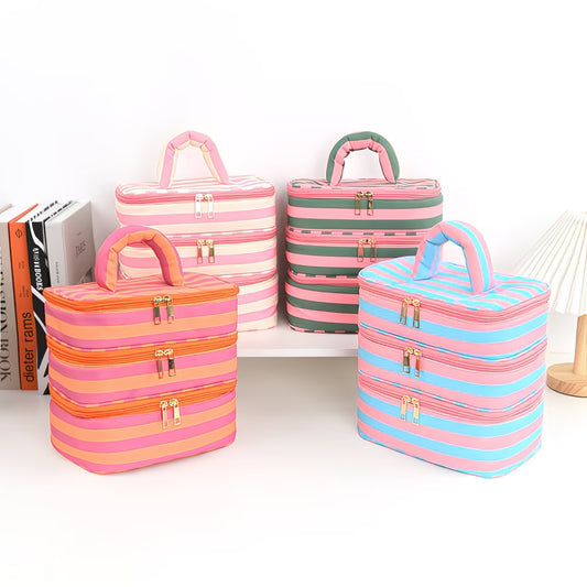 Striped Multi-layer Travel Storage Bag
