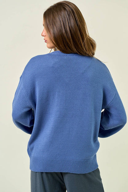 HOWDY' EMBROIDERED ROUND NECK OVERSIZED SWEATER -43995T-4