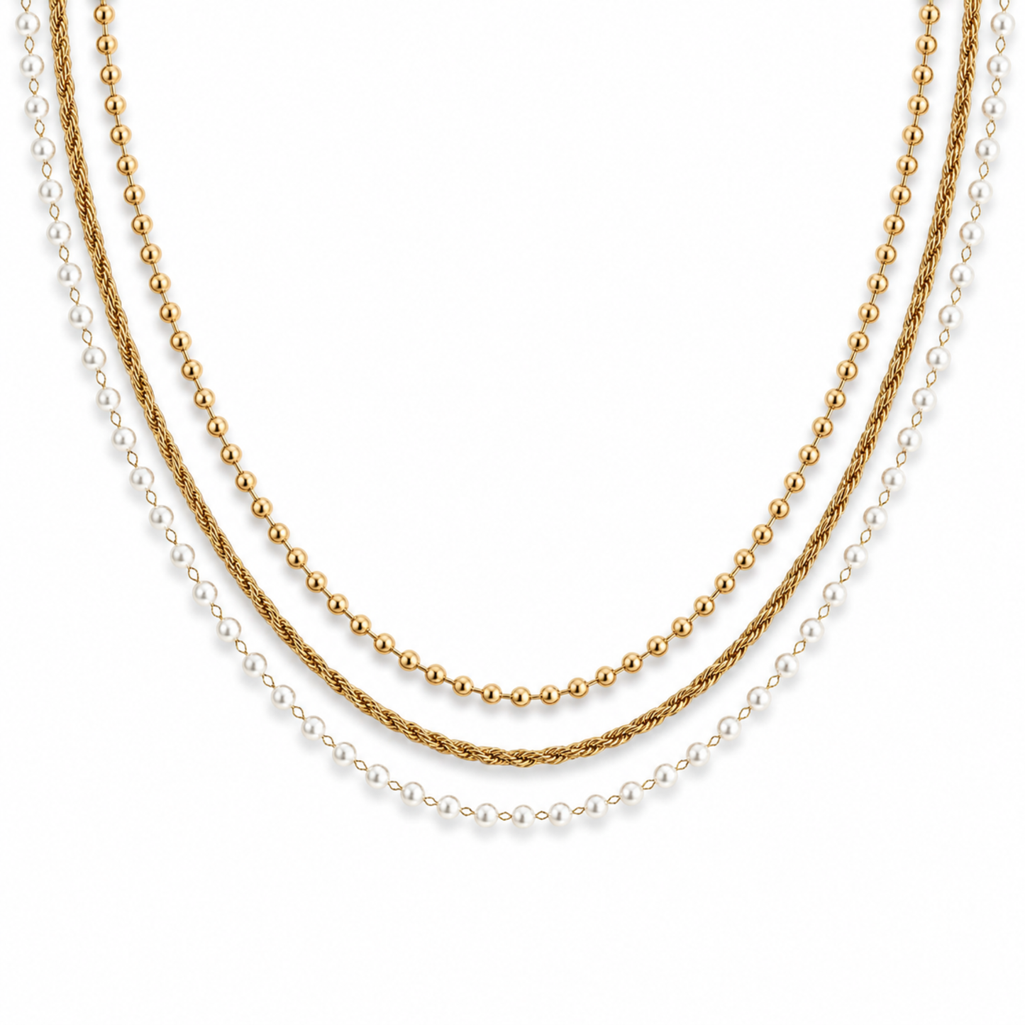 Layered Pearl & Gold Chain Necklace – Effortless Layering