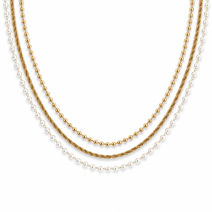 Layered Pearl & Gold Chain Necklace – Effortless Layering