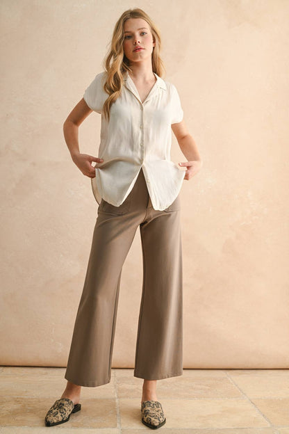 BUTTON DOWN CAP SLEEVE SHIRTS