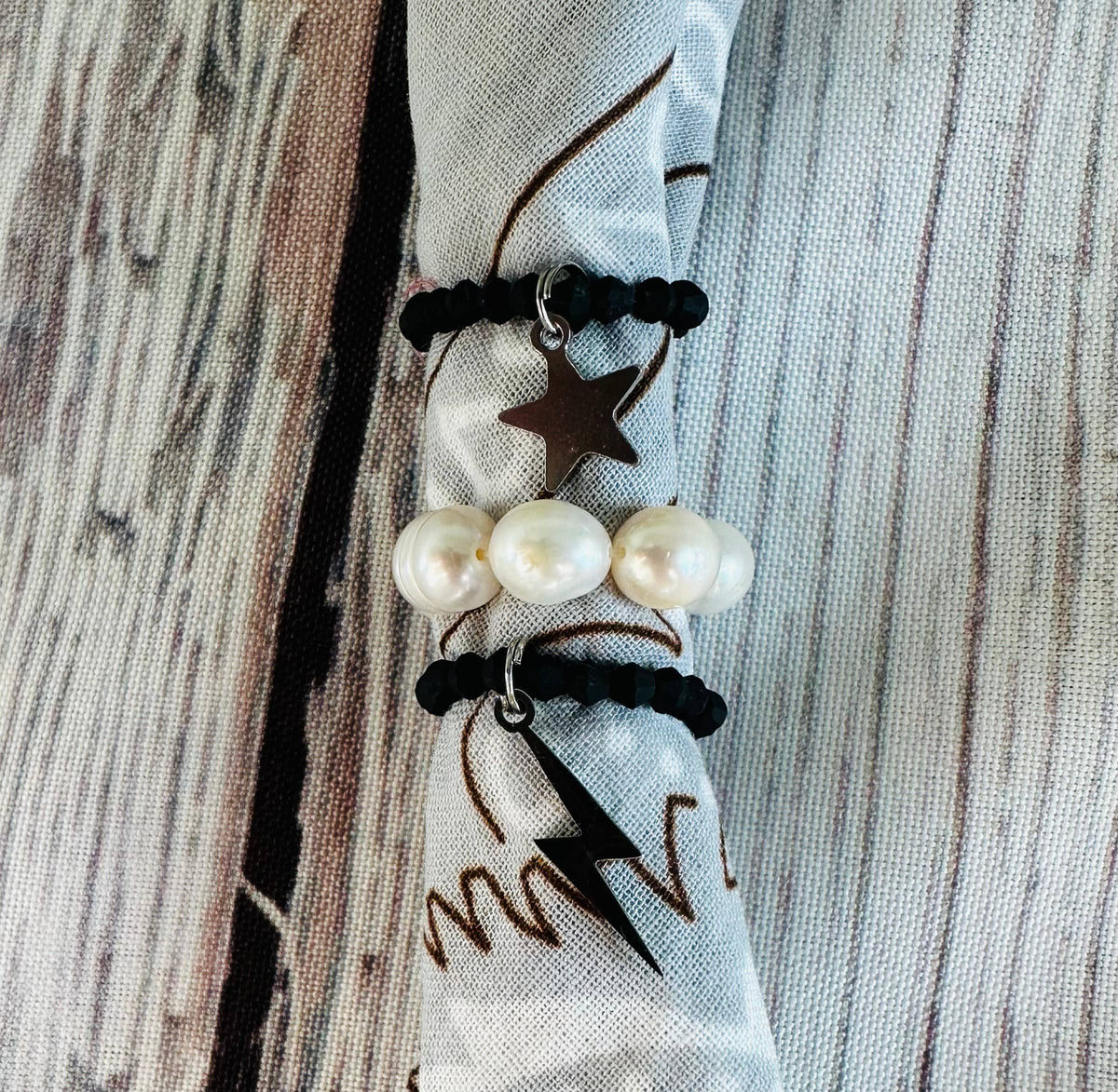 Ivory Pearl Stretch Bandana Charm