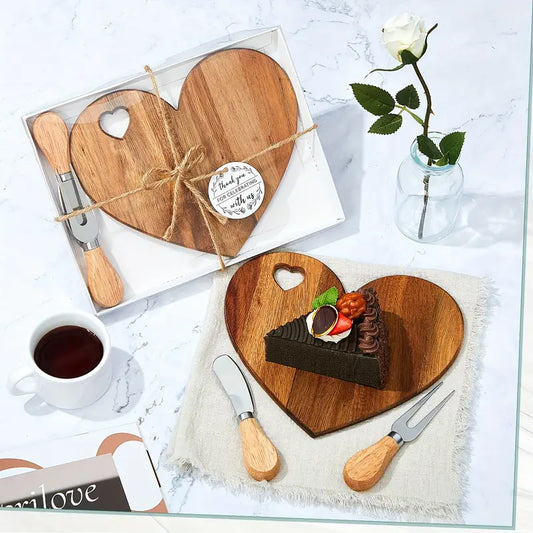 Heart-Shaped Cheese Board with Knives