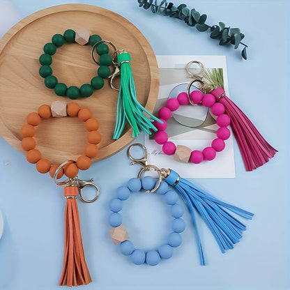 Wooden Bead Keychain