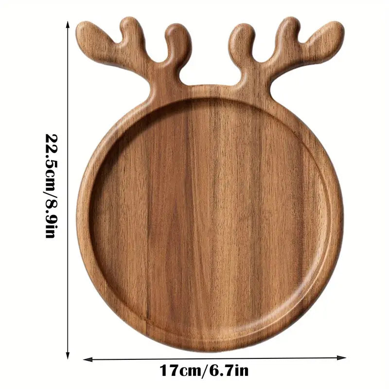 Festive Antler Wooden Serving Tray