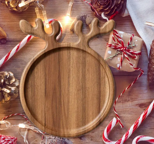 Festive Antler Wooden Serving Tray