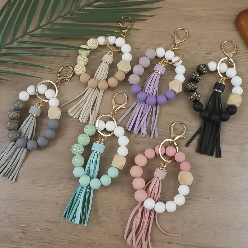 Wooden Bead Keychain