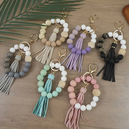Wooden Bead Keychain
